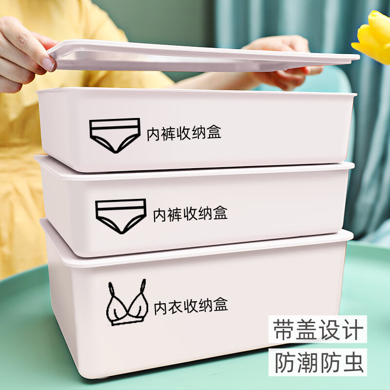 禧天龙(Citylong) H-9190禧悦防尘内裤收纳盒2个装(奶白)家用抽屉式分格神器衣柜收纳箱高清大图