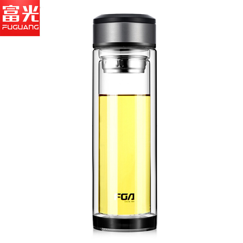 富光(FUGUANG)玻璃杯WFB1010-320 320ml卓骏商务双层玻璃杯 女士泡茶杯 男士水杯 手工烧制商务杯子
