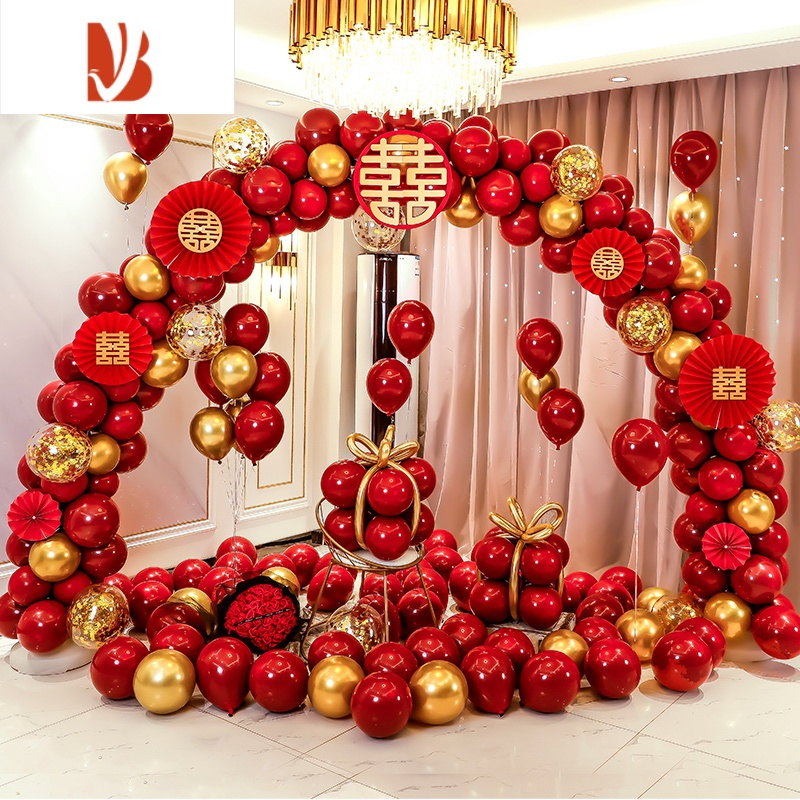 三维工匠结婚气球拱门支架创意浪漫婚礼装饰生日派对开业场景布置婚庆用品 [宝石红拱门-8节杆]收藏加购送桌飘2套婚庆布景