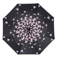 天堂伞 晴雨伞太阳伞遮阳伞三折黑胶防晒伞小黑伞638ELCJ（BY）