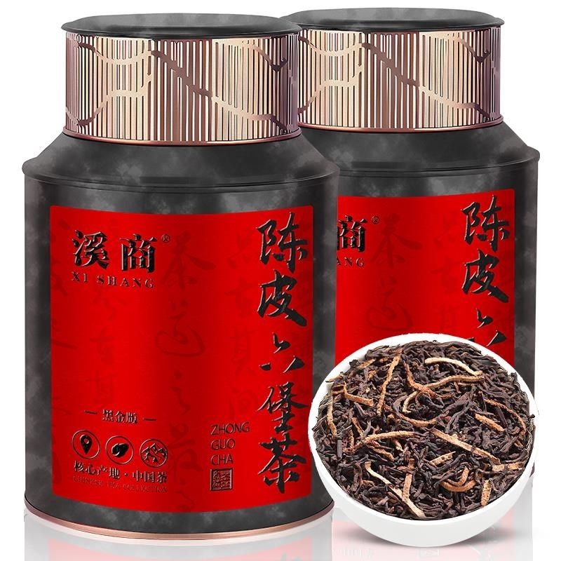 陈皮六堡茶梧州广西黑茶特级正品正宗老六堡特产年陈香散罐装400g高清大图