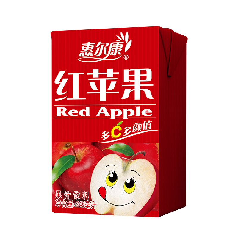 惠尔康 红苹果 果汁饮料 清凉消暑 清爽饮品 248ml*24盒 整箱饮料 礼盒装