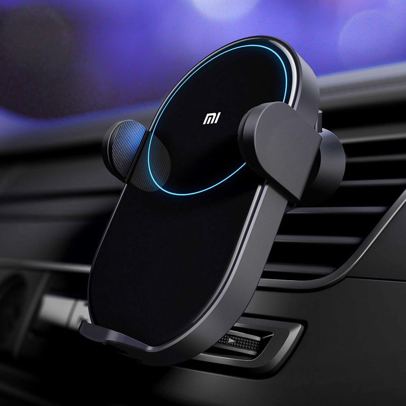小米无线车充车载充电器电动手机支架20w功率汽车用高速无线闪充视频