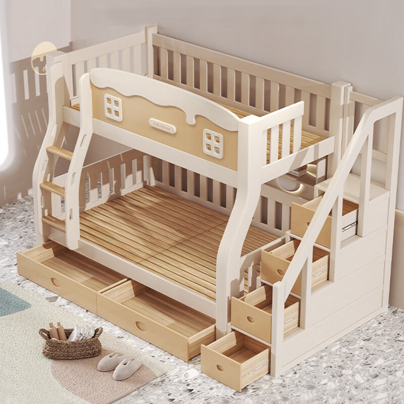 上下床双层床全实木高低床小户型大人两层橡胶木子母床上下铺木床儿童