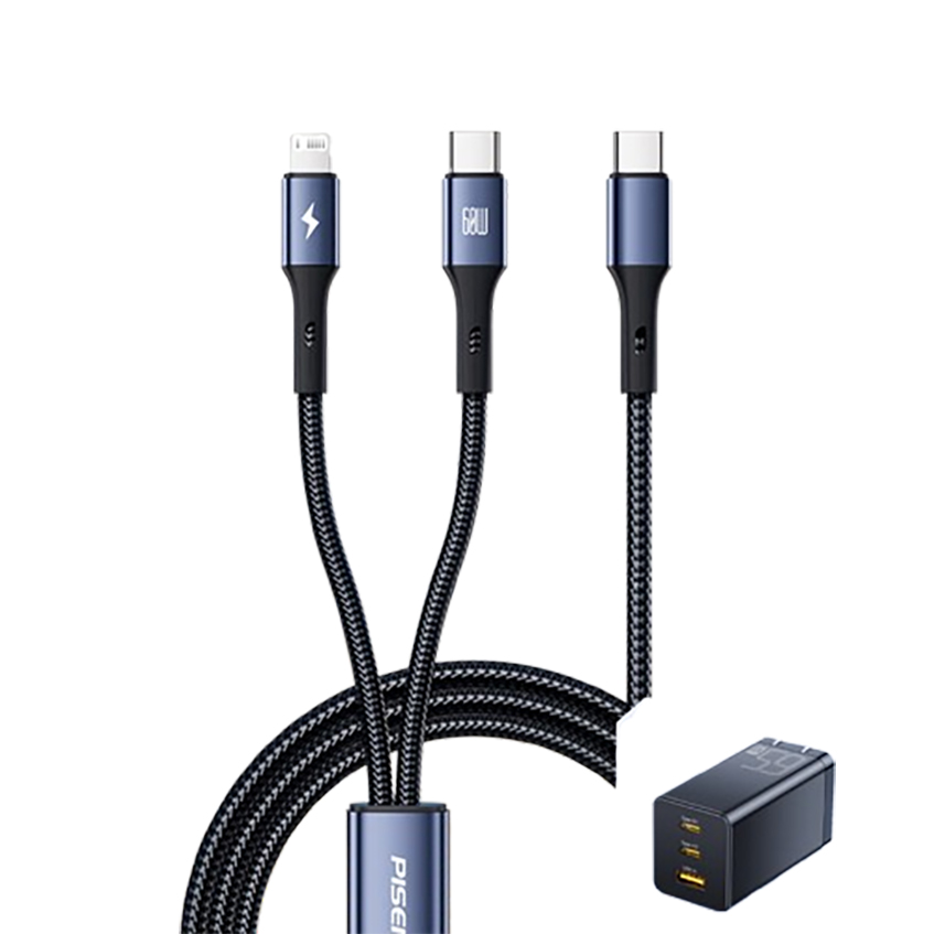 品胜 双头Type-C数据线二合一PD60W+氮化镓充电器65W 适用苹果iPhone15/14/13手机华为小米电脑