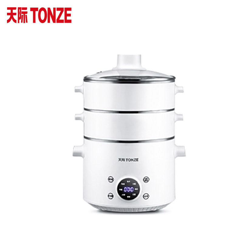 天际(TONZE)电蒸锅多功能家用三层蒸汽锅小型早餐机2升电火锅学生宿舍家用大容量 DZG-D60AW 电蒸锅 白色