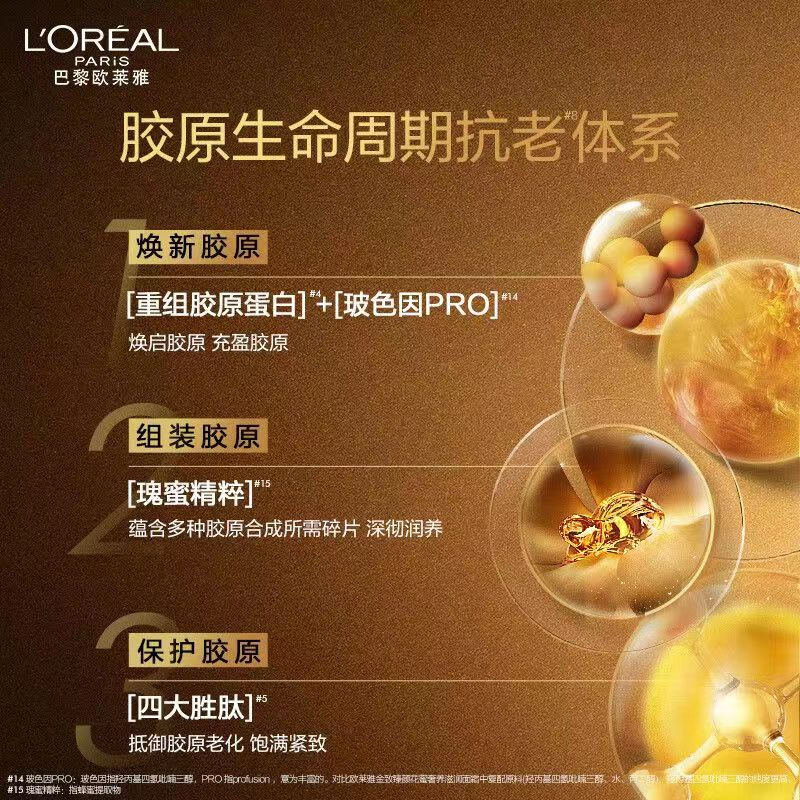 欧莱雅金致臻颜花蜜胶原面霜30g*2小蜜罐面霜抗老抗皱紧致补水保湿紧实弹润面霜正品高清大图