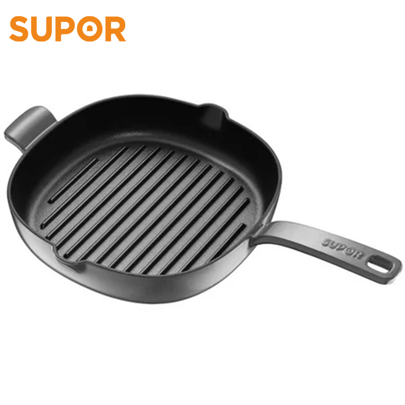苏泊尔(SUPOR)珐琅铸铁锅·方形煎烤锅 樱桃红 26cm FLJ26A5