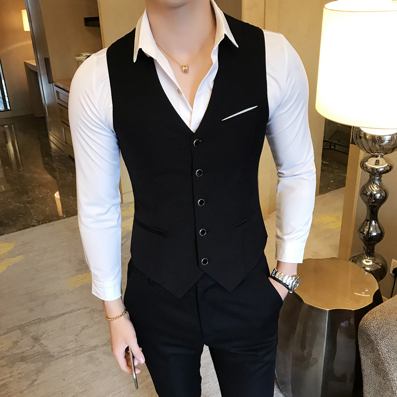 夜店型师潮男修身工作服青年商务休闲气质款男士马甲夜店工作服