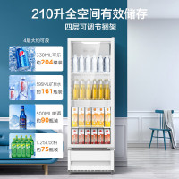 美的展示柜可装161瓶娃哈哈纯净水冷藏保鲜柜商用210升 立式单门透明玻璃门陈列柜商超便利店啤酒饮料柜ML-208DGE