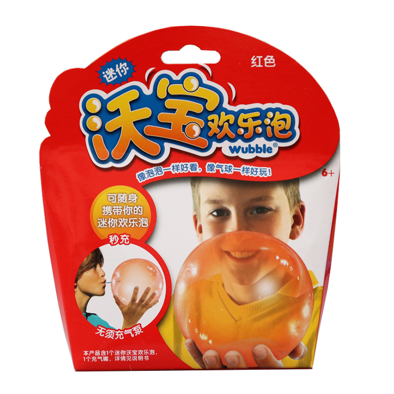 wubble沃宝欢乐泡3寸波充气球 儿童室内外碰碰泡泡球玩具套装 X102WB01S红色高清大图