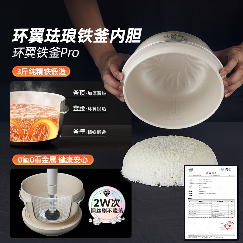 小熊(Bear)环翼珐琅铁釜变压远红外 IH加热 家用多功能柴火饭3升铁釜电饭煲3-4人DFB-E30F2高清大图
