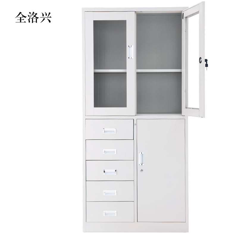 全洛兴钢制文件柜档案柜财务凭证柜带锁储物柜铁皮柜书柜偏五斗文件柜