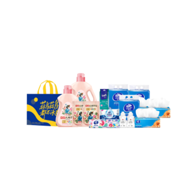 立白/维达 家庭清洁纸品礼包 3160g+19包+50片(赠:礼袋随机)