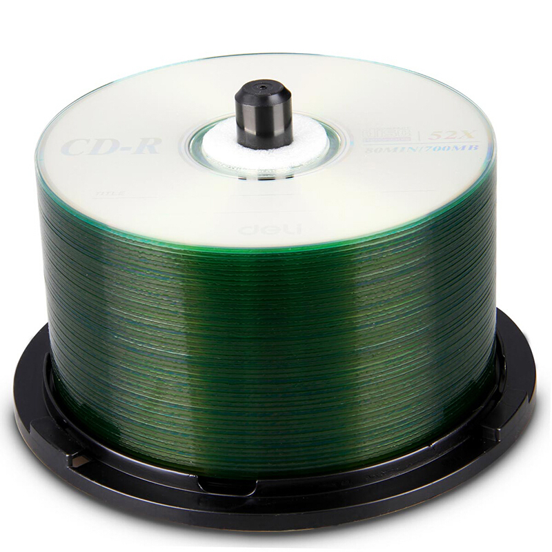 得力光盘空白刻录DVD光盘车载MP3刻录碟盒装CD-R(50片)