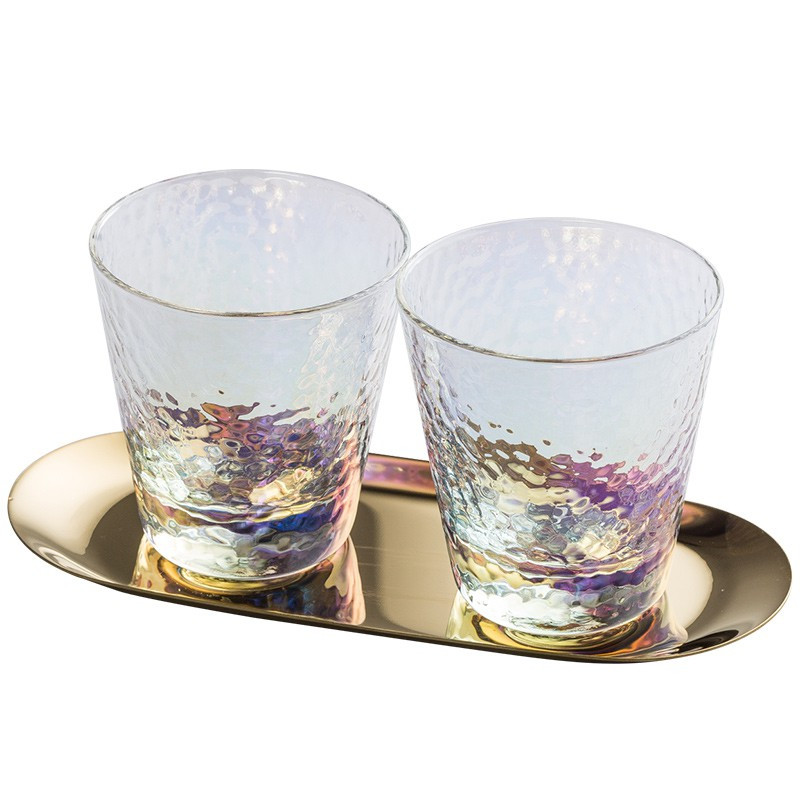 北欧漱口杯玻璃 ins风家用洗涑杯带托盘轻奢洗漱杯