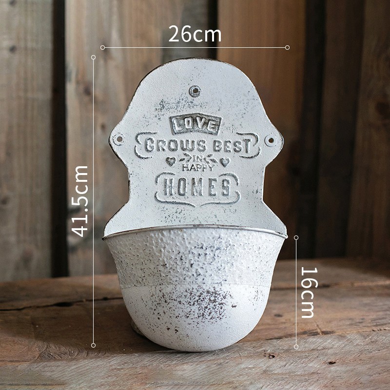 美帮汇铁皮挂桶吊盆花桶花盆 复古壁挂插花干花田园日式阳台高清大图