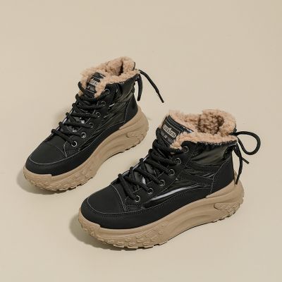 加绒高帮雪地靴女冬季新款学生ins韩版保暖休闲鞋棉鞋_6_505 37 黑色