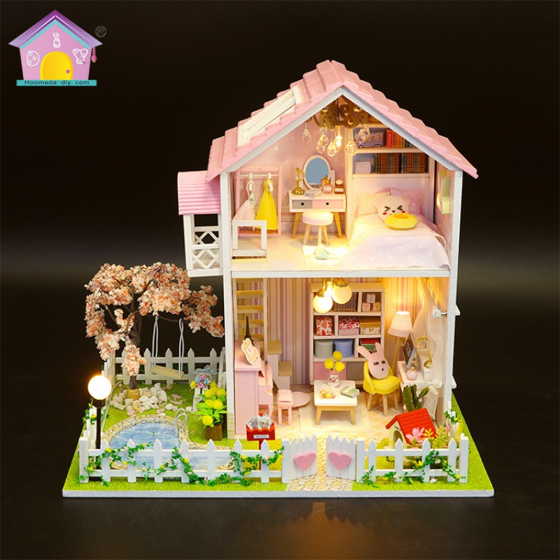 diy小屋手工模型厂家货源创意圣诞节生日木制娃娃屋高清大图