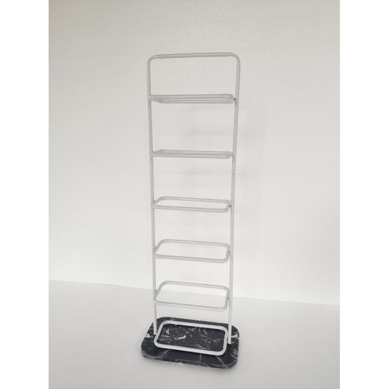 森美人现代简约轻奢口简易大理石金属拖鞋架家用浴室进多层收纳鞋架 6层白色支架+黑色大理石85cm