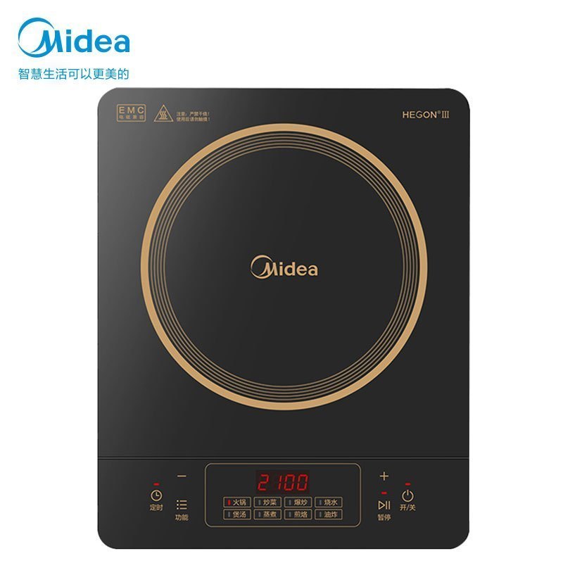 美的(Midea)恒匀火触摸屏火锅爆炒4D防水纤薄面板电磁炉C21-RT21E0105