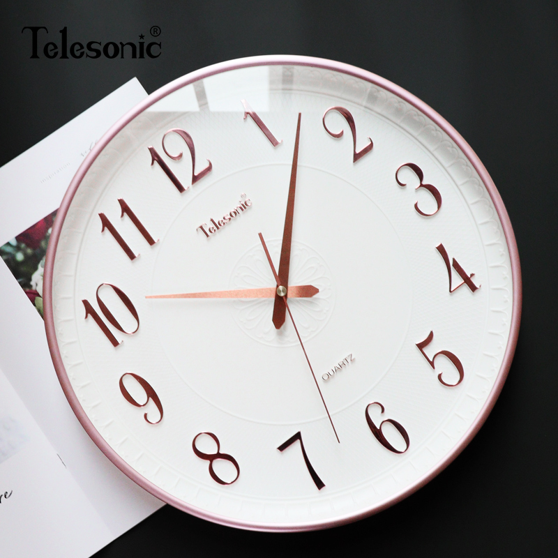 telesonic天王星轻奢艺术挂钟客厅网红餐厅装饰钟表时尚创意浮雕挂表