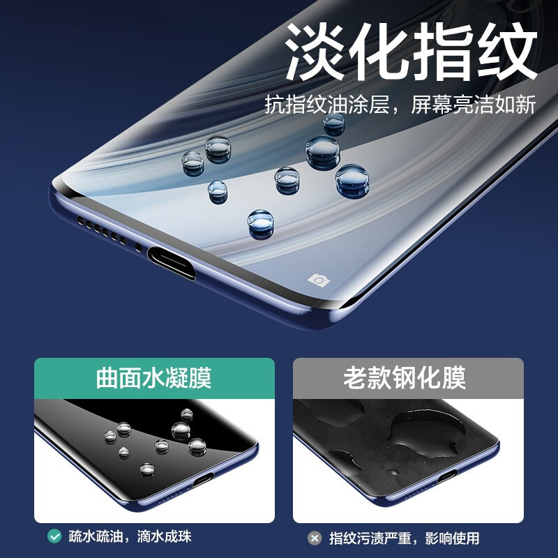 版5g手机蓝光贴膜全包边pro钢化软膜防摔后mi背por屏保纳米uv前贴纸p