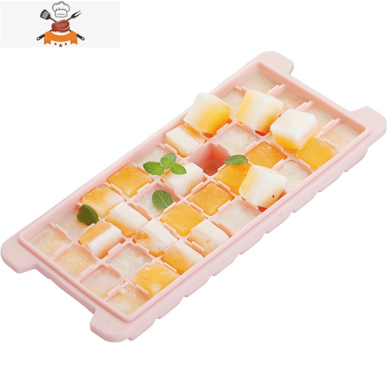 冰块模具制冰盒自制冻冰球制冰器创意制作冰箱速冻器方硅胶冰格 敬平 方形带盖(粉色 36格)食品级硅胶高清大图
