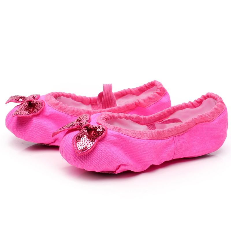 蝴蝶结幼儿童舞蹈鞋软底芭蕾舞鞋女童跳舞鞋粉红练功鞋猫爪鞋表演
