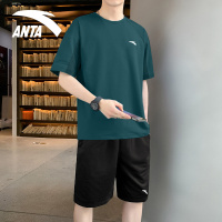 安踏运动套装男2022夏季运动套装男运动服透气短袖短裤速干休闲t恤加大薄款健身跑步服上衣短裤两件套运动服