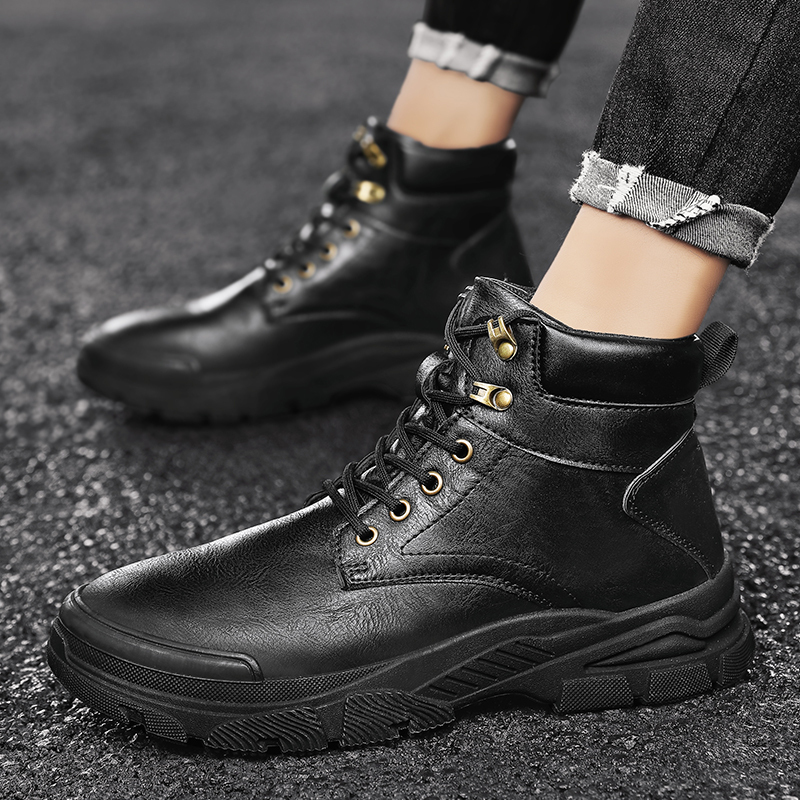 线下专柜同款卡帝乐鳄鱼cartelo新款高帮工装鞋马丁靴子男休闲鞋男鞋