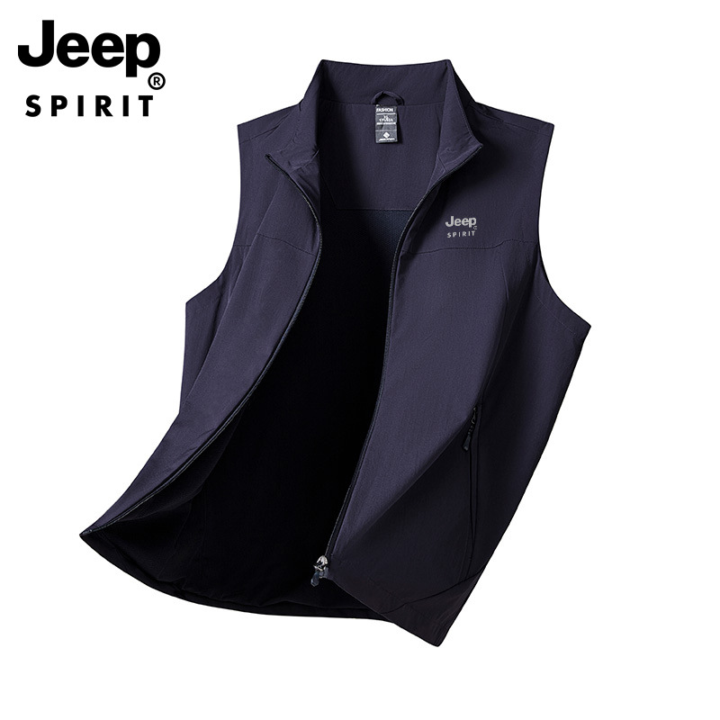 JEEPSPIRIT马甲情侣秋冬新款立领纯色广告背心户外露营坎肩防风钓鱼服 6XL JP79887:藏青