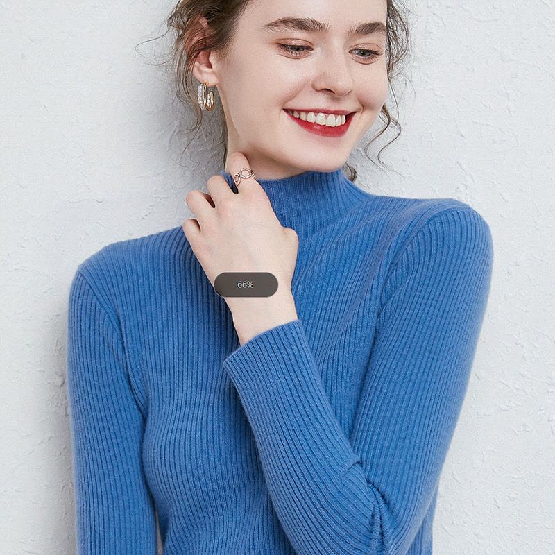 半高领抽条修身针织打底衫韩版纯色毛衫秋冬新款套头紧身毛衣女图片