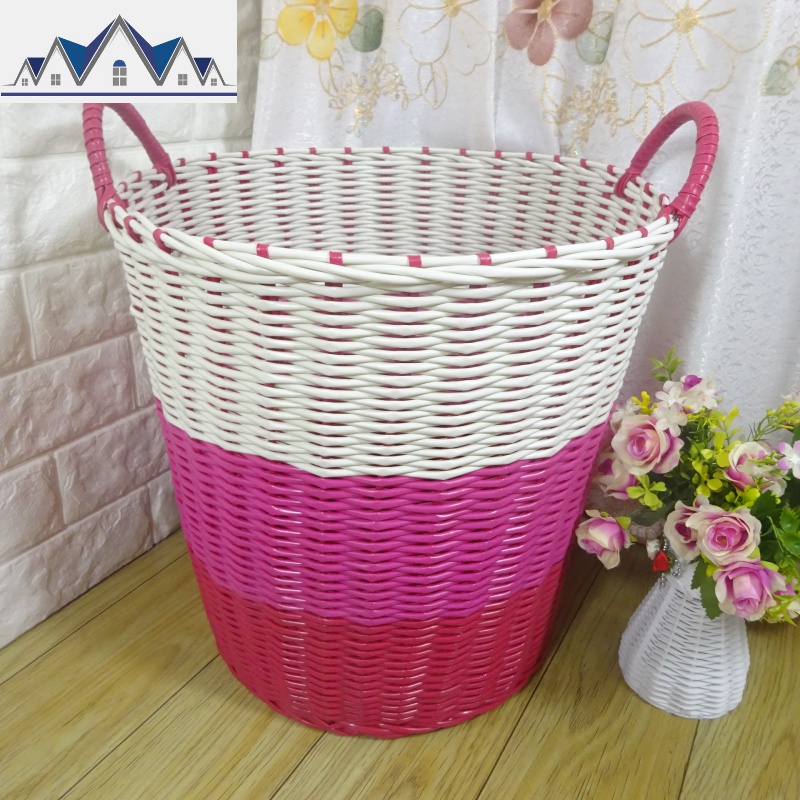 特大号浴室脏衣服收纳筐脏衣篮塑料防水洗衣篮玩具箱衣物整理篓 三维工匠收纳篮 特大号高42粉色渐变