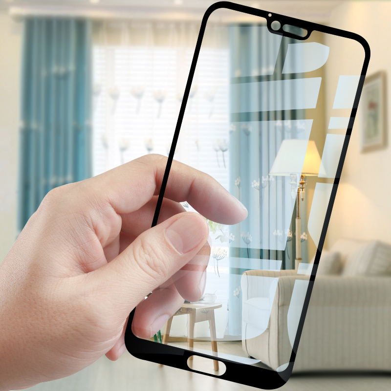 [买2送手机壳]轻万适用华为荣耀10钢化膜honor10全屏丝印黑色honor全屏高清手机贴膜高清大图