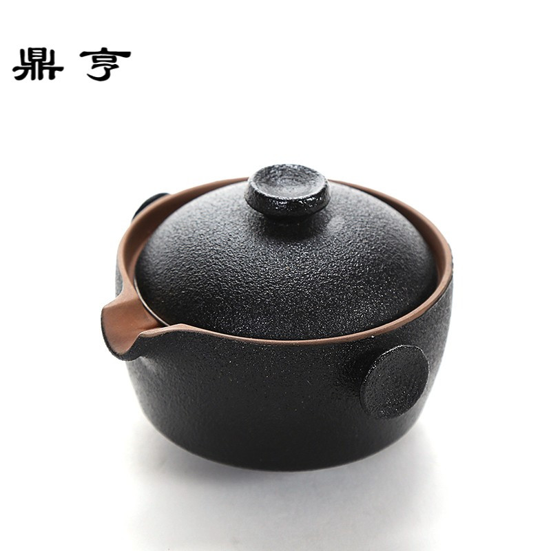 鼎亨黑陶茶壶陶瓷小茶壶单壶日式功夫茶具侧把壶手抓茶壶粗陶小提