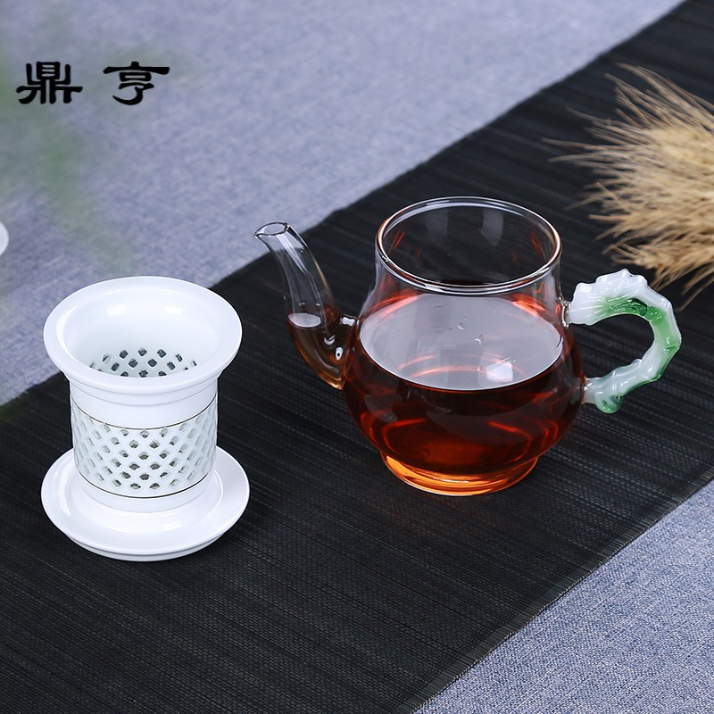 鼎亨功夫茶具套装红茶泡茶器陶瓷玲珑内胆过滤陶瓷冲茶器茶壶茶杯