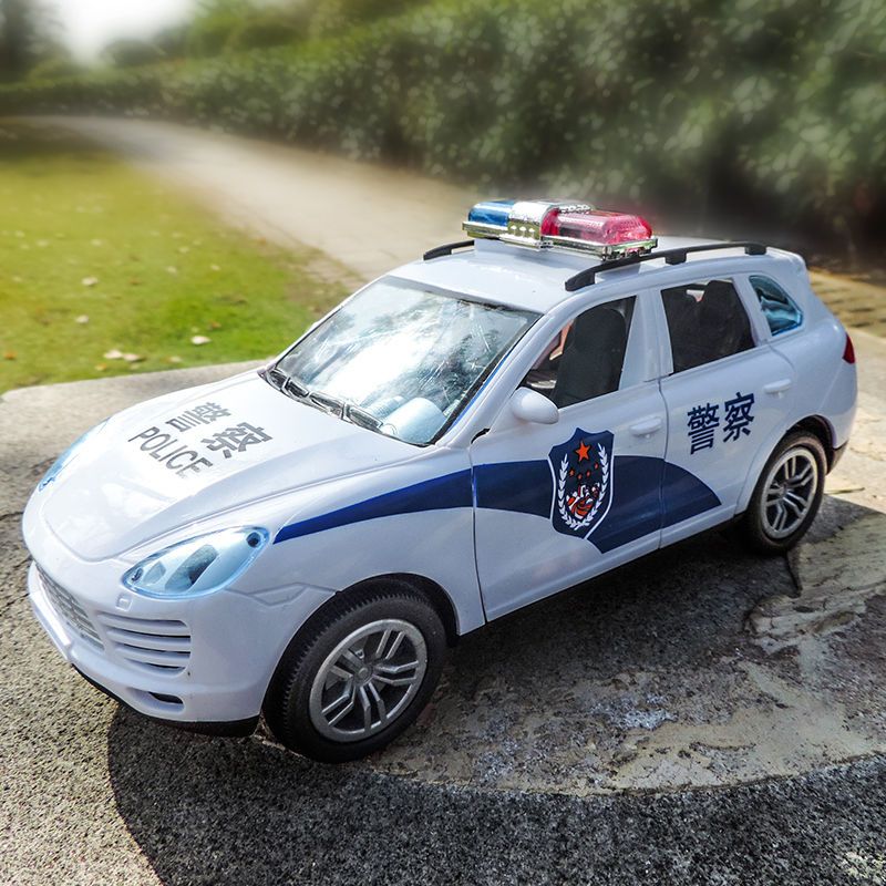 电动玩具车警笛音乐自动万向开说话汽车模型大号自动声光万向越野警车