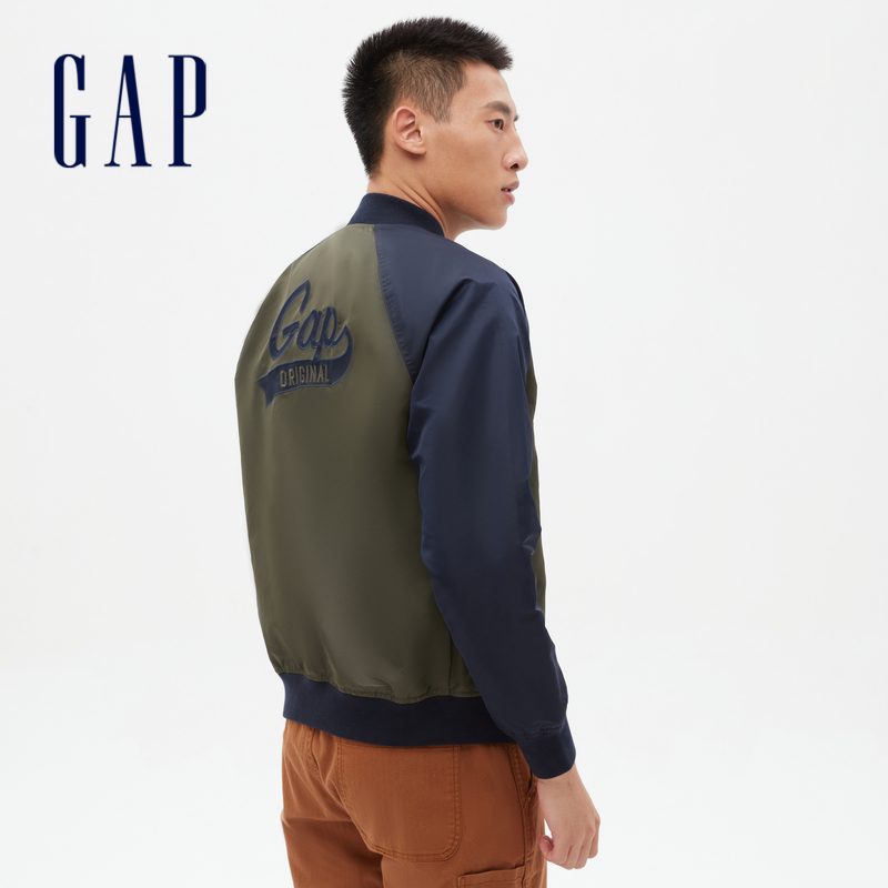 Gap男装休闲帅气棒球服秋冬593073 新款LOGO外套潮流夹克男