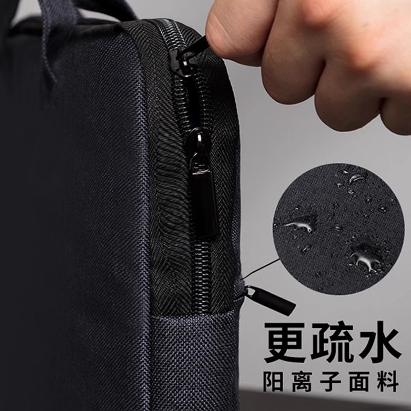 得力文件袋a4手提袋资料袋电脑包公文包帆布包商务拉链多层男办公 [14寸]防泼水面料-灰色-5590高清大图