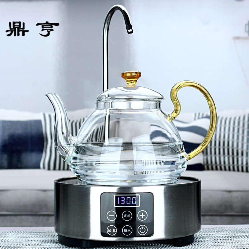 鼎亨整套玻璃蒸茶壶茶具套装 耐热加厚全玻璃蒸茶壶 带自动上水电