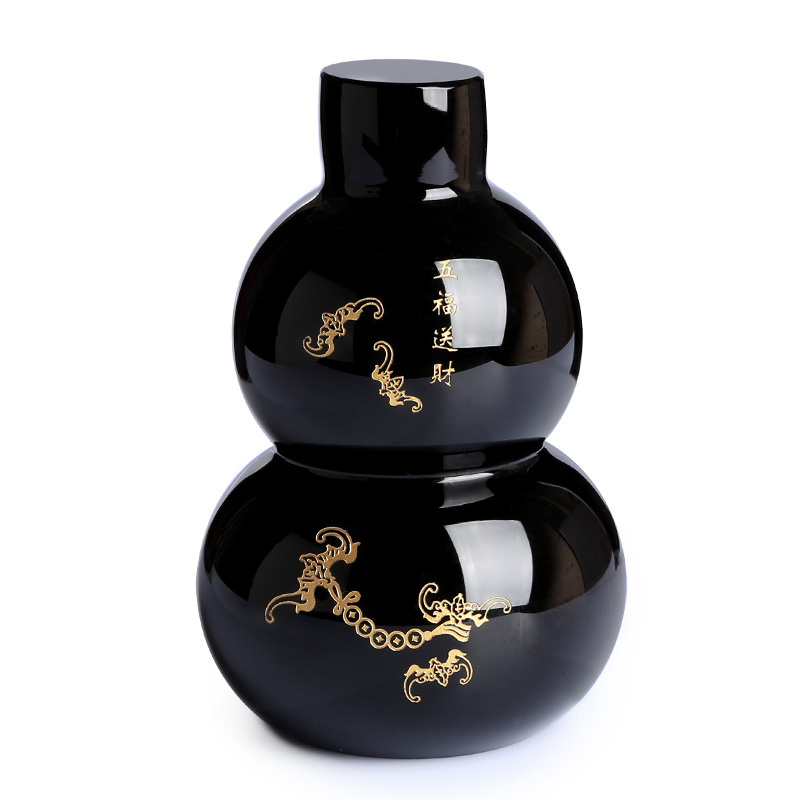 美帮汇黑曜石葫芦摆件葫芦摆件工艺品客厅家居寓意摆件参数
