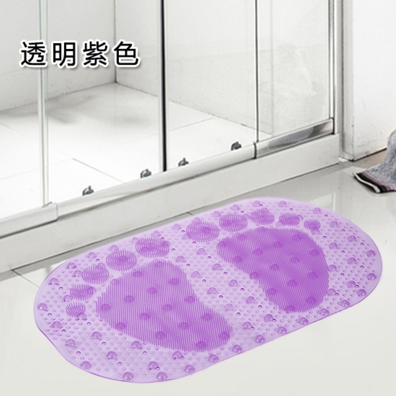 卫生间地垫厕所浴室防滑垫洗澡浴缸淋浴房垫卫浴脚垫浴室垫三维工匠 透明紫色39x69cm