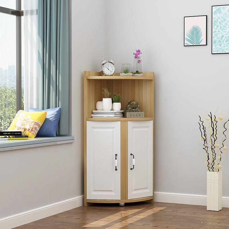 森美人小转角柜墙角三角置物架拐角矮边柜沙发卧室客厅迷你尺寸角落收纳 50*50*116浅胡桃色+白门组装
