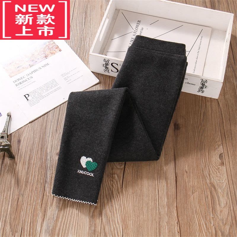 可莉允女童黑色打底裤加绒外穿秋冬款薄绒紧身保暖小女孩洋气一体绒裤子保暖裤图片