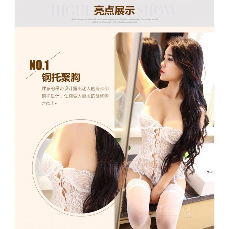 小胸聚拢钢托平胸情趣内衣夫妻女开档挑逗sm透明制服丝袜激情套装