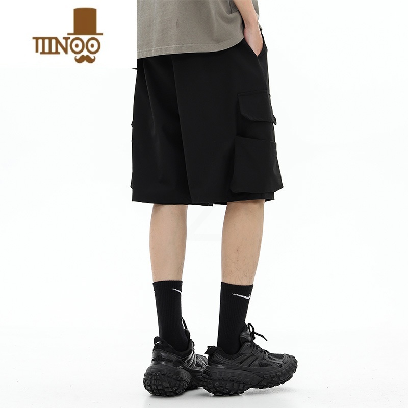 YANXU潮牌高街vibe风口袋装饰黑色休闲短裤男夏季美式宽松工装五分裤子高清大图