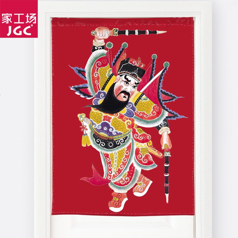 中式卡通神布艺帘复古挂帘隔断帘布艺风水帘厨房卫生间帘子