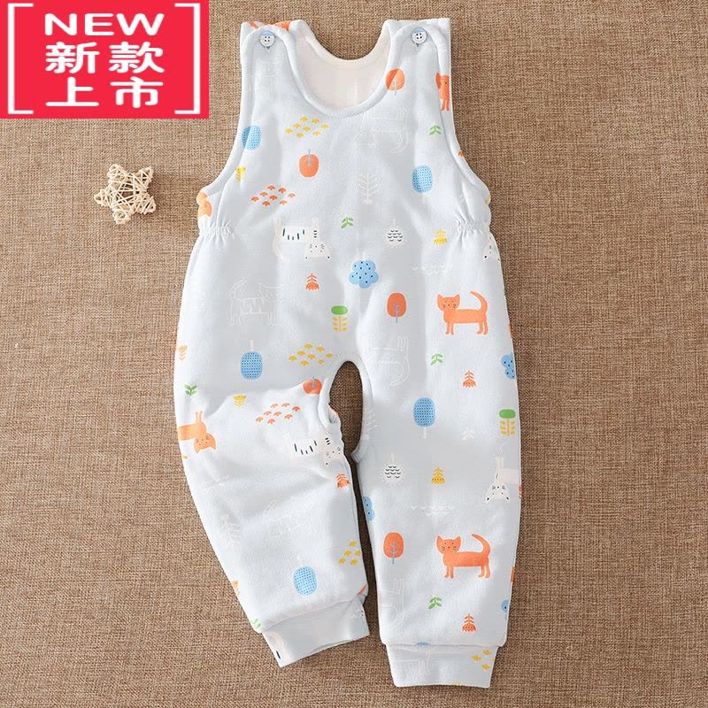 可莉允婴儿背带裤 男女宝宝加厚内穿保暖棉裤 儿童开裆长裤子秋冬季保暖裤图片