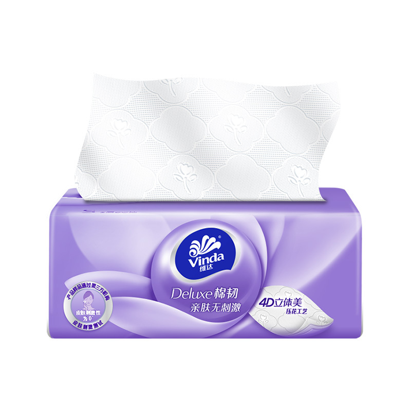 维达(Vinda)维达90抽3层棉韧抽取式纸面巾(1×24)装/箱4D压花面巾纸无香餐巾卫生抽纸 1箱V2834-A